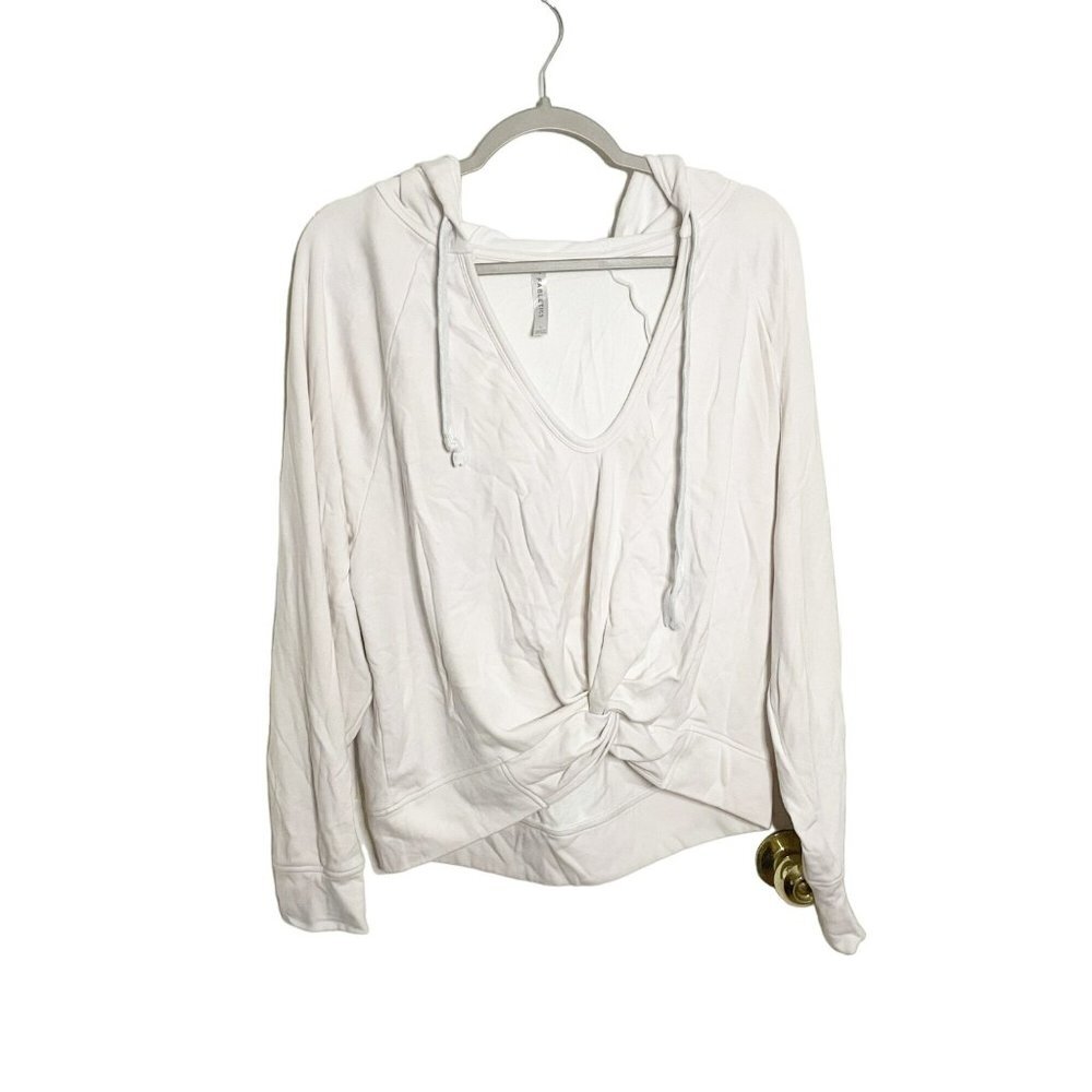 Fabletics Sweatshirt Sydney Twist Front Hoodie White Size Large - Picture 2 of 6